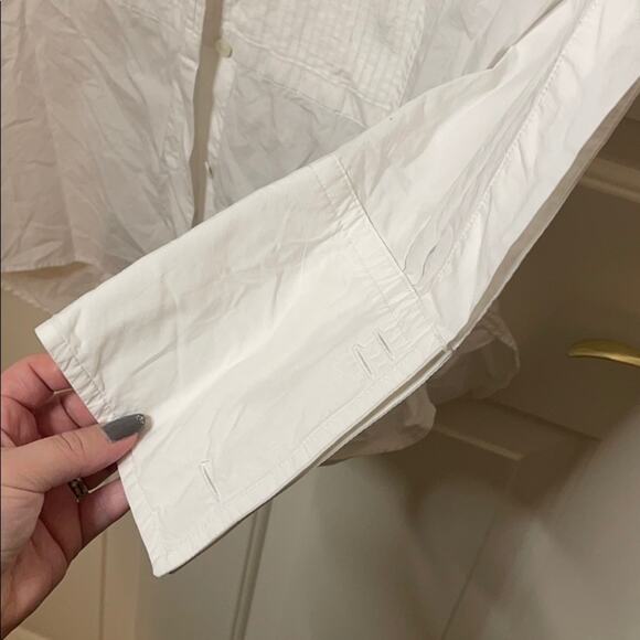 Saks Fifth Avenue white cotton button down size 2 - Picture 5 of 7